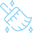 Broom icon indicating cleaning or sweep action (blue outline)